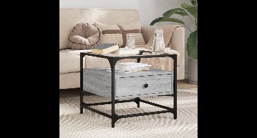 Salontafel met glazen blad 50x50x45 cm staal