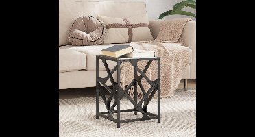 Salontafel met zwart glazen blad 30x30x41 cm staal