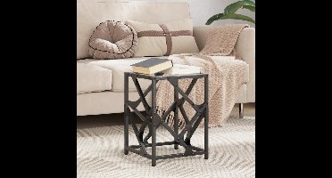 Salontafel met transparant glazen blad 30x30x41 cm staal