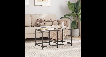 Salontafel met transparant glazen blad 78,5x40x40 cm staal