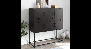 Dressoir 100,5x39x107 cm staal zwart