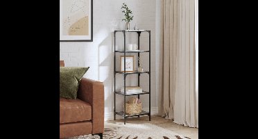 Opbergrek met zwart glazen blad 40x30x123 cm staal