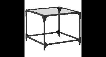 Salontafel met transparant glazen blad 50x50x40 cm staal