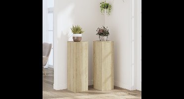 Plantenstandaards 2 st 25x25x80 cm bewerkt hout sonoma eiken