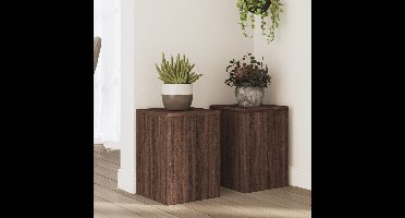 Plantenstandaards 2 st 25x25x35 cm bewerkt hout bruin eiken