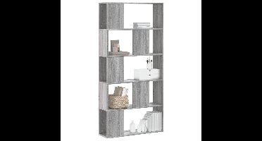 Boekenkast 5-laags 80,5x23,5x162,5 cm bewerkt hout grijs sonoma