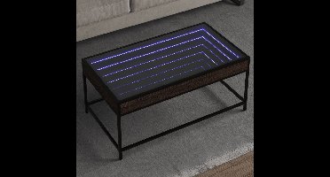 Salontafel met Infinity LED 90x50x41 cm bruin eikenkleurig