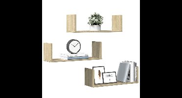 Wandschappen 3 st 58x18x18 cm spaanplaat sonoma eikenkleurig