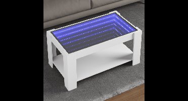 Salontafel met LED 93x53x45 cm bewerkt hout wit