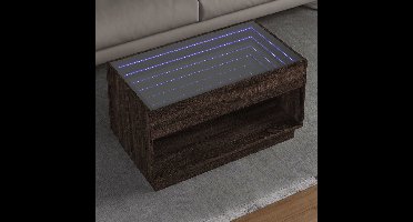 Salontafel met Infinity LED 90x50x50 cm bruin eikenkleurig