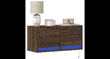 Tv-wandmeubel met LED-verlichting 80x31x35 cm bruin eikenkleur