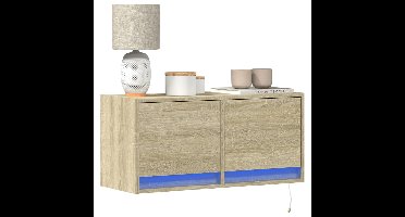 Tv-wandmeubel met LED-verlichting 80x31x35 cm sonoma eikenkleur