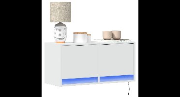 Tv-wandmeubel met LED-verlichting 80x31x35 cm wit