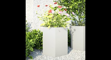 Plantenbakken 2 st zeshoek 46x40x45 cm staal wit