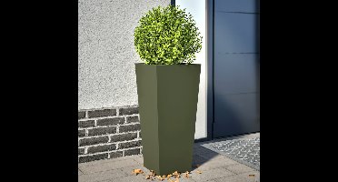 Plantenbakken 2 st 35x35x75 cm staal olijfgroen