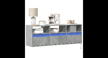 Tv-wandmeubel met LED-verlichting 130x31x45 cm betongrijs