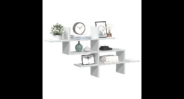 Wandschap 124,5x18x60,5 cm bewerkt hout wit