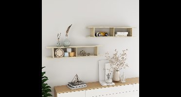 Wandschappen 2 st 105x18x20 cm bewerkt hout sonoma eikenkleurig