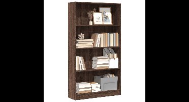 Boekenkast 80x24x143 cm bewerkt hout bruin eikenkleurig