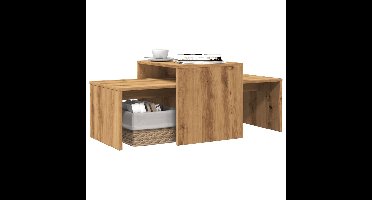 Salontafel 100x48x40 cm bewerkt hout artisanaal eikenkleurig