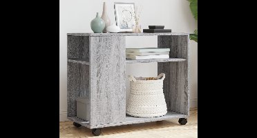 Bijzettafel met wieltjes 70x35x60 cm hout grijs sonoma eiken