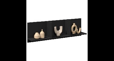 Wandkast 100x16,5x30 cm bewerkt hout zwart