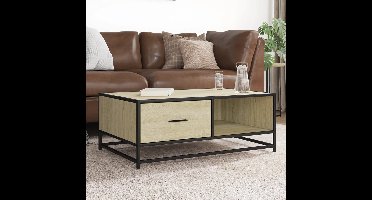 Salontafel 90x57x35 cm bewerkt hout en metaal sonoma eiken