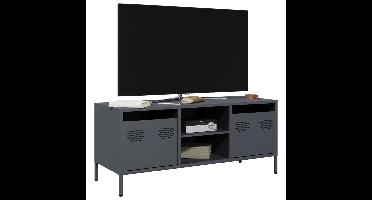 Tv-meubel 101,5x39x43,5 cm koudgewalst staal antracietkleurig