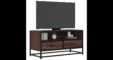 Tv-meubel 80x34,5x40 cm bewerkt hout metaal bruin eikenkleur