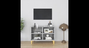 Tv-meubel met houten poten 69,5x30x50 cm grijs sonoma eiken