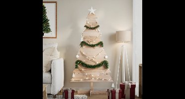 Kerstdecoratie kerstboom 150 cm massief grenenhout
