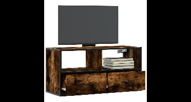 Tv-meubel 80x31x39,5cm bewerkt hout metaal gerookt eikenkleurig