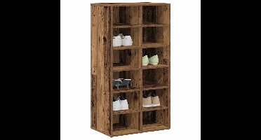 Schoenenrek 54x34x100,5 cm bewerkt hout oud houtkleurig