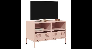 Tv-meubel 68x39x43,5 cm koudgewalst staal roze