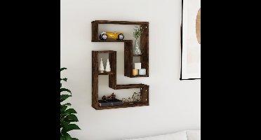 Wandschappen 2 st 50x15x50 cm bewerkt hout gerookt eikenkleurig