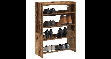 Schoenenrek 60x25x81 cm bewerkt hout oud houtkleurig