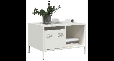 Salontafel 68,5x50x43,5 cm koudgewalst staal wit