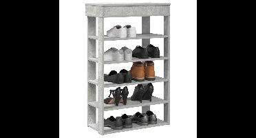 Schoenenrek 60x30x98 cm bewerkt hout betongrijs