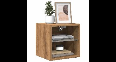 Tv-wandmeubel met LED-verlichting 30x28,5x30cm artisanaal eiken