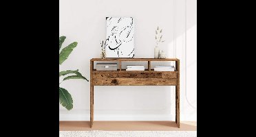 Wandtafel 105x30x80 cm bewerkt hout oud houtkleurig