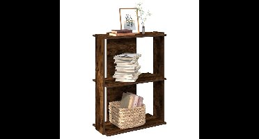 Boekenkast 3-laags 60x30x80 cm bewerkt hout gerookt eikenkleur