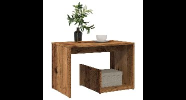 Bijzettafel 59x36x38 cm bewerkt hout oud houtkleurig