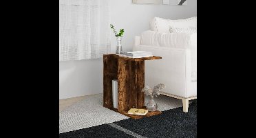 Bijzettafel 50x30x50 cm bewerkt hout gerookt eikenkleurig