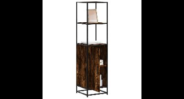 Hoge kast 35,5x35x139 cm bewerkt hout en metaal gerookt eiken