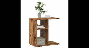 Bijzettafel 50x30x50 cm bewerkt hout oud houtkleurig