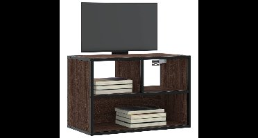 Tv-meubel 60x31x39,5 cm bewerkt hout metaal bruin eikenkleurig