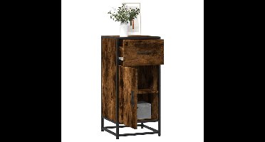 Dressoir 35,5x35x76 cm bewerkt hout en metaal gerookt eiken
