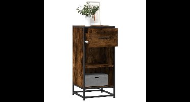 Dressoir 35,5x35x76 cm bewerkt hout en metaal gerookt eiken