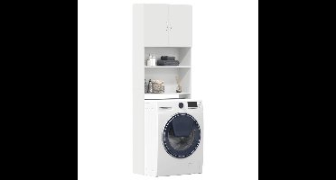 Wasmachinekast 64x24x190 cm bewerkt hout wit