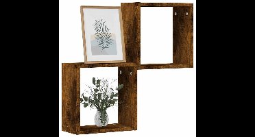 Wandrekken kubus 2 st 30x15x30 cm gerookt eiken